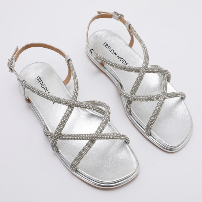 Sandalia de Cordones con Brillantes Plateado - Imagen 2