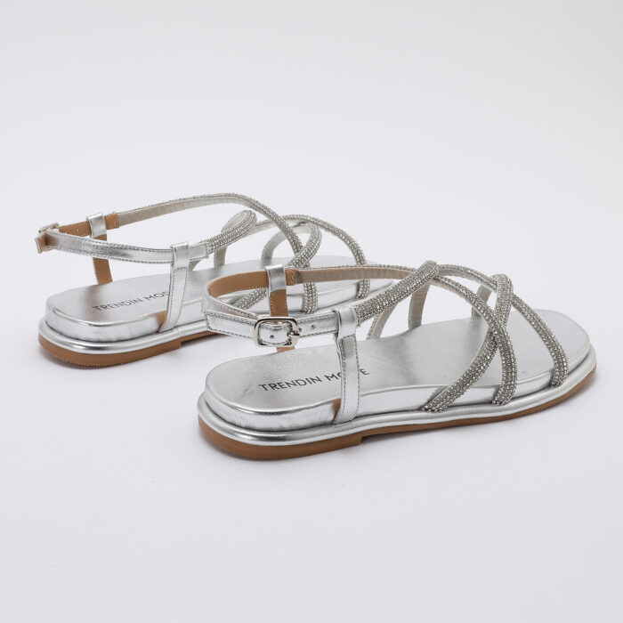 Sandalia de Cordones con Brillantes Plateado - Imagen 6