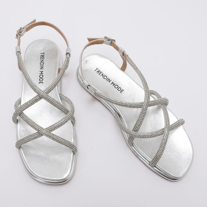 Sandalia de Cordones con Brillantes Plateado - Imagen 3