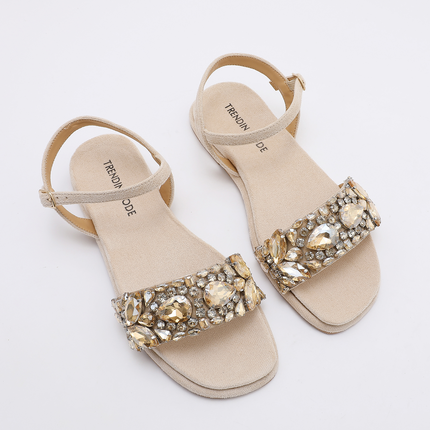 TMA09001_BEIGE_1 Crystal Sandals TMA09001 Beige - Image 1