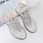 Jeweled Flat Sandals TMA10001 Silver - Image 4