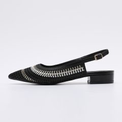 Zapato Destalonado de Tejido Elástico Negro