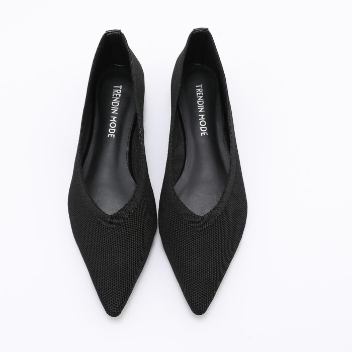 Zapato en Punta de Tejido Elástico Negra - Imagen 3
