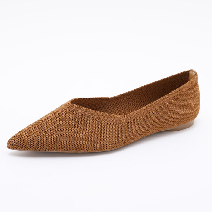 Zapato en Punta de Tejido Elástico Marrón - Imagen 3