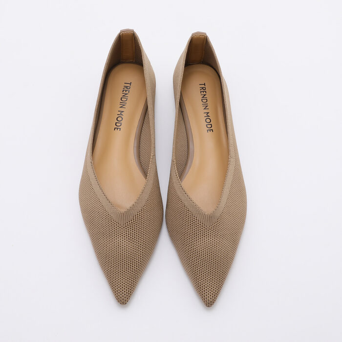 Zapato en Punta de Tejido Elástico Taupe - Imagen 5