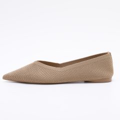 Zapato en Punta de Tejido Elástico Taupe