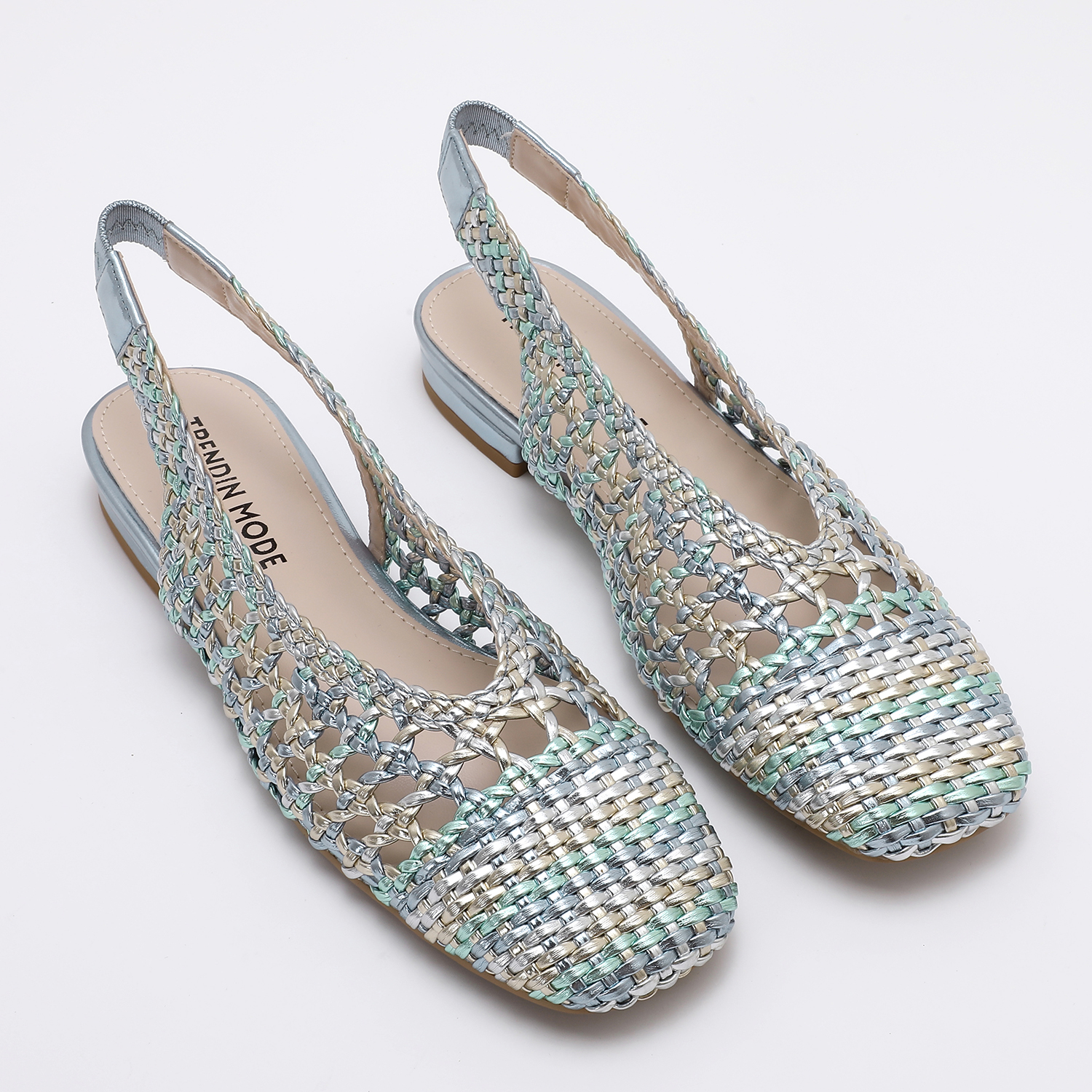 TMA02001_MULTI_BLUE_1 Braided Flat Slingback TMA02001 Multi Blue - Image 1