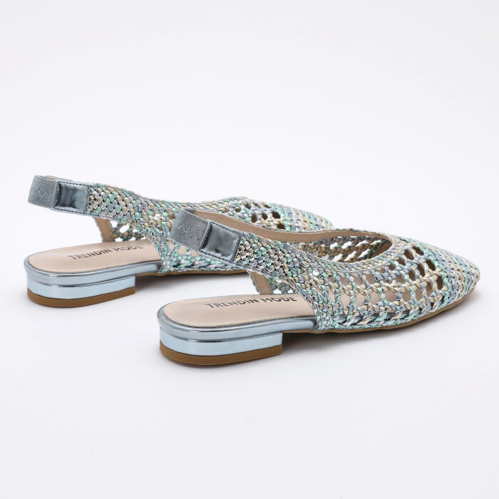 Zapato Destalonado en Punta Cuadrada Trenzado Multicolor Azul - Imagen 7