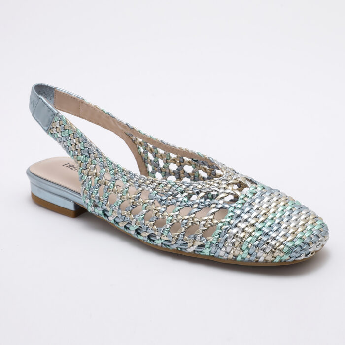 Zapato Destalonado en Punta Cuadrada Trenzado Multicolor Azul - Imagen 3