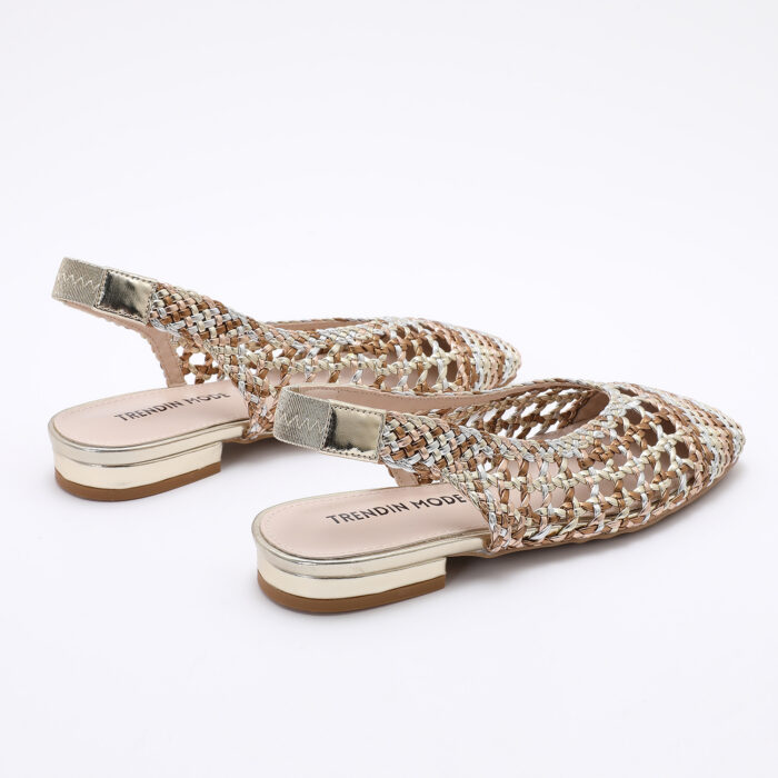 Zapato Destalonado en Punta Cuadrada Trenzado Multicolor Bronce - Imagen 7