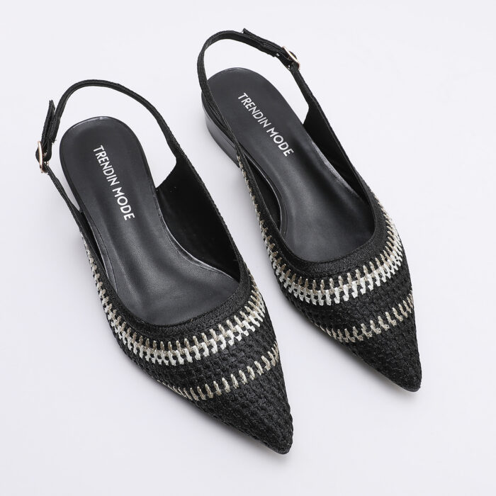 Zapato Destalonado de Tejido Elástico Negro - Imagen 3